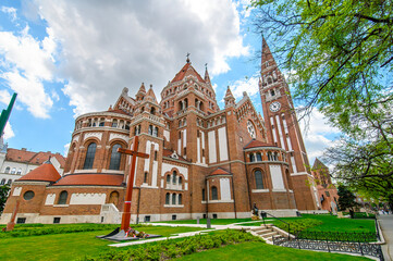 Fototapeta na wymiar Тhe Votive Church and Cathedral of Our Lady of Hungary in Szeged, Hungary 