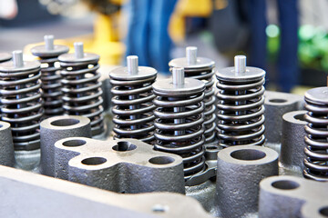 Springs of valves of block of cylinders of car