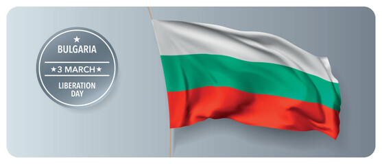 Bulgaria liberation day vector banner, greeting card.