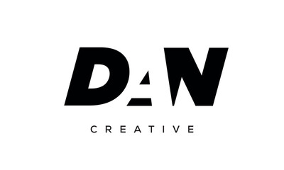 DAN letters negative space logo design. creative typography monogram vector