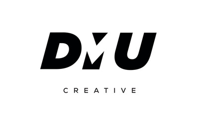 DMU letters negative space logo design. creative typography monogram vector