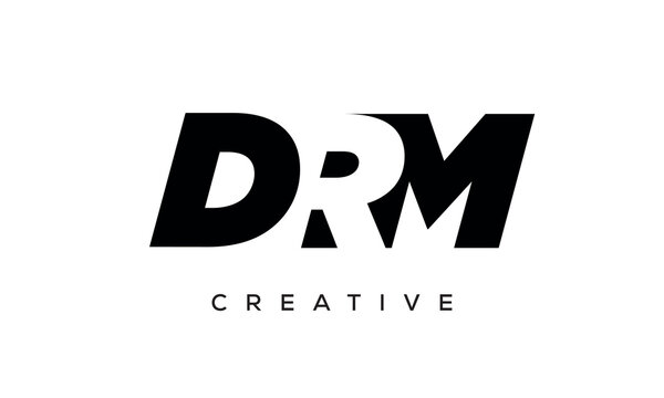 DRM letters negative space logo design. creative typography monogram vector