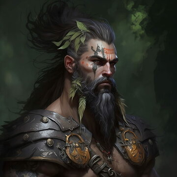 Role-play fantasy character: beared barbarian male