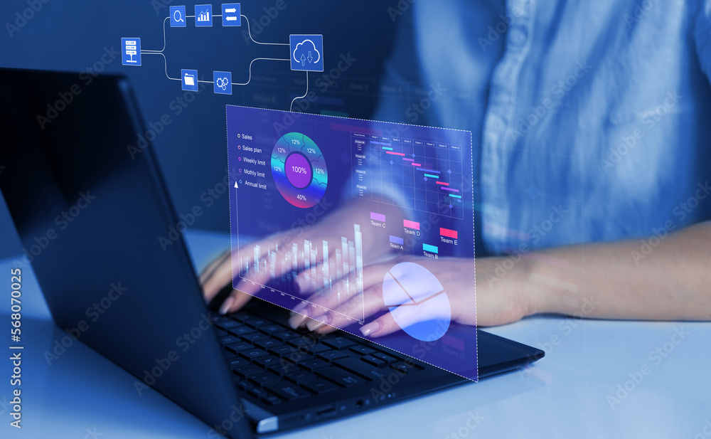 Poster data management and business analytics system.report with kpi and metrics connected to database. per