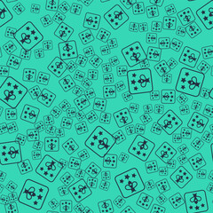 Black Type of bee icon isolated seamless pattern on green background. Sweet natural food. Honeybee or apis with wings symbol. Flying insect. Vector