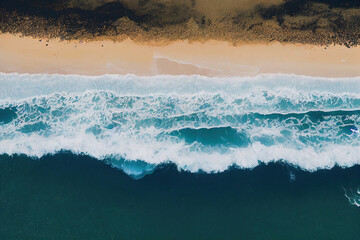 Obraz na płótnie Canvas Spectacular drone photo of beach for refreshing and calmness concept. generative ai