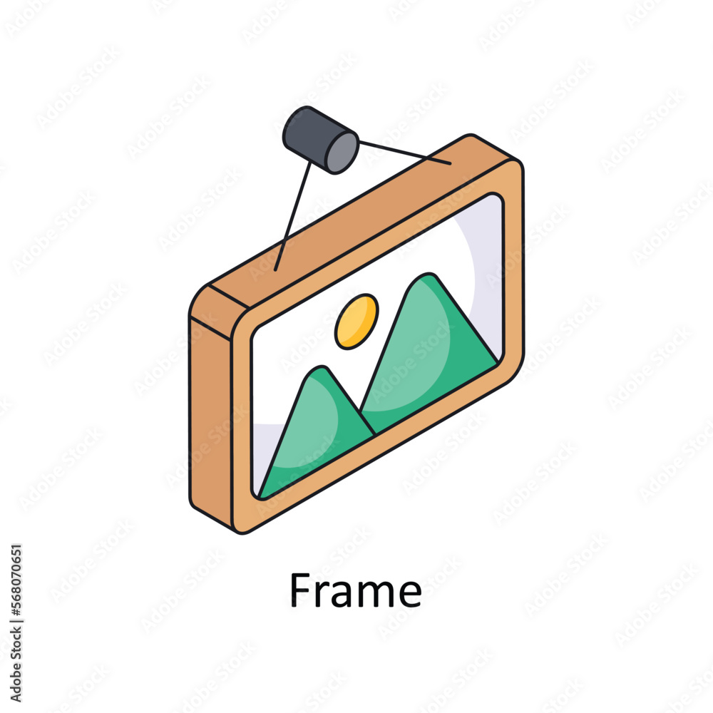 Poster frame clock vector isometric filled outline icon for your digital or print projects.