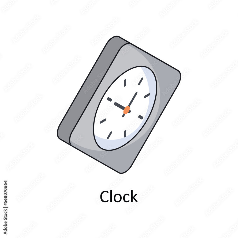 Poster clock vector isometric filled outline icon for your digital or print projects.