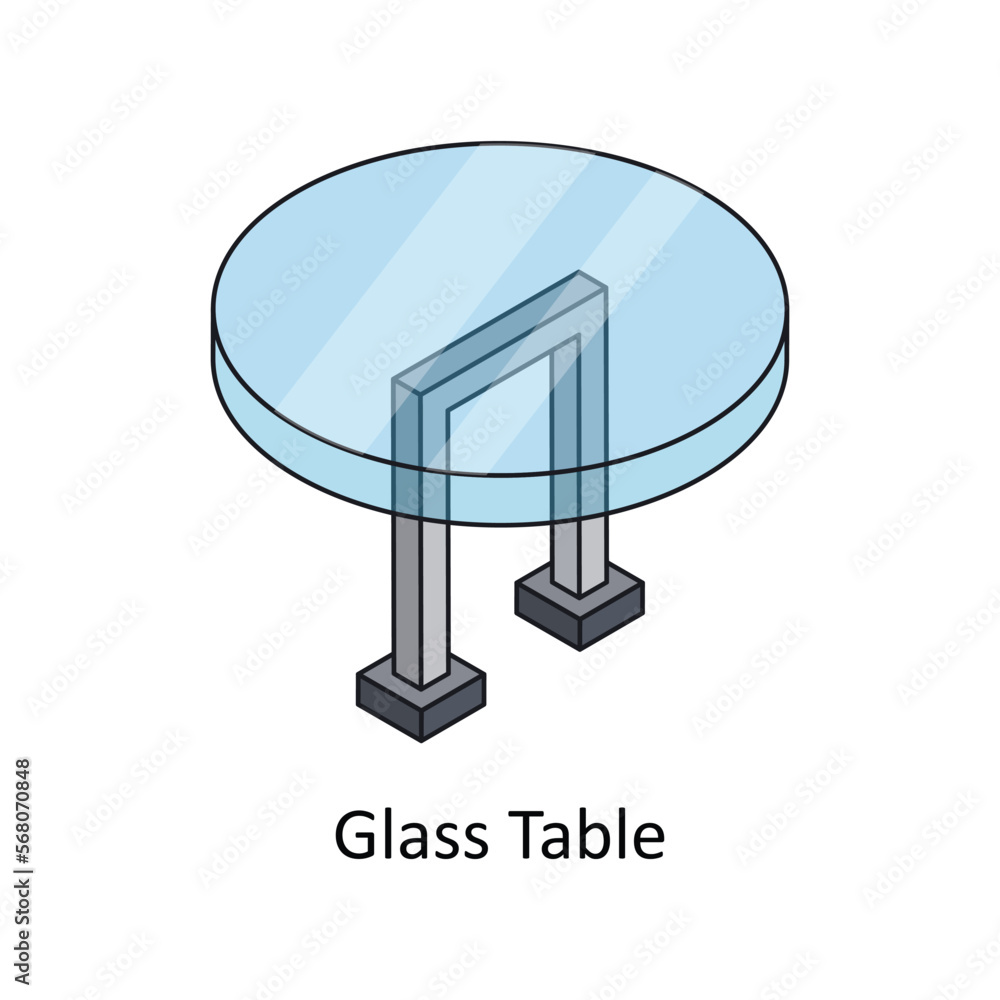 Poster glass table vector isometric filled outline icon for your digital or print projects.