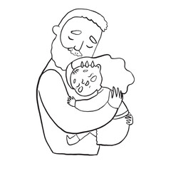 Daughter hugs dad. Daddy's daughter.Daddy's day.Vector graphics