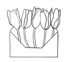 Tulips postcard for March 8. Vector graphics