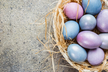Fototapeta na wymiar Colorful pastel easter eggs