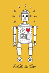Robot in Love - A vector illustration of a droll robot character in love