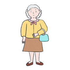 Handdrawn doodled elderly woman