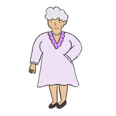 Handdrawn doodled elderly woman