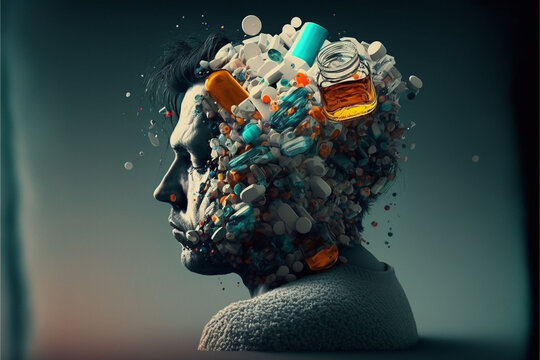 Concept of substance addiction. The struggle and journey of individuals affected by the condition. Ai Generated.