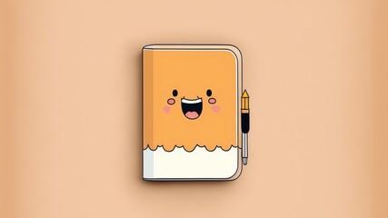 Cute picture of diary. Cartoon happy little drawn characters