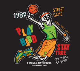 Fototapeta na wymiar vector skeleton basketball player illustration