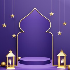 3D Rendering Mosque Ramadan Kareem