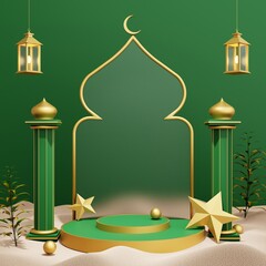 3D Rendering Mosque Ramadan Kareem