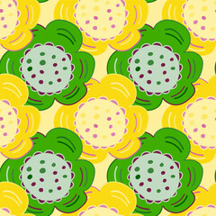 Seamless pattern with doodle flowers.