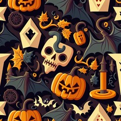 halloween pumpkin pattern.Generative AI