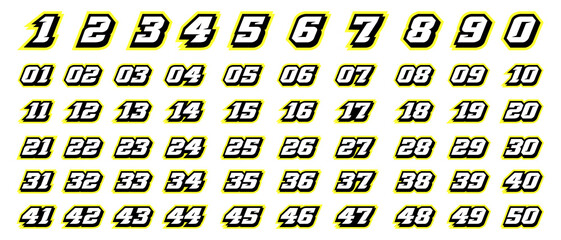 Racing Number, Set of Start Racing number, sport race number