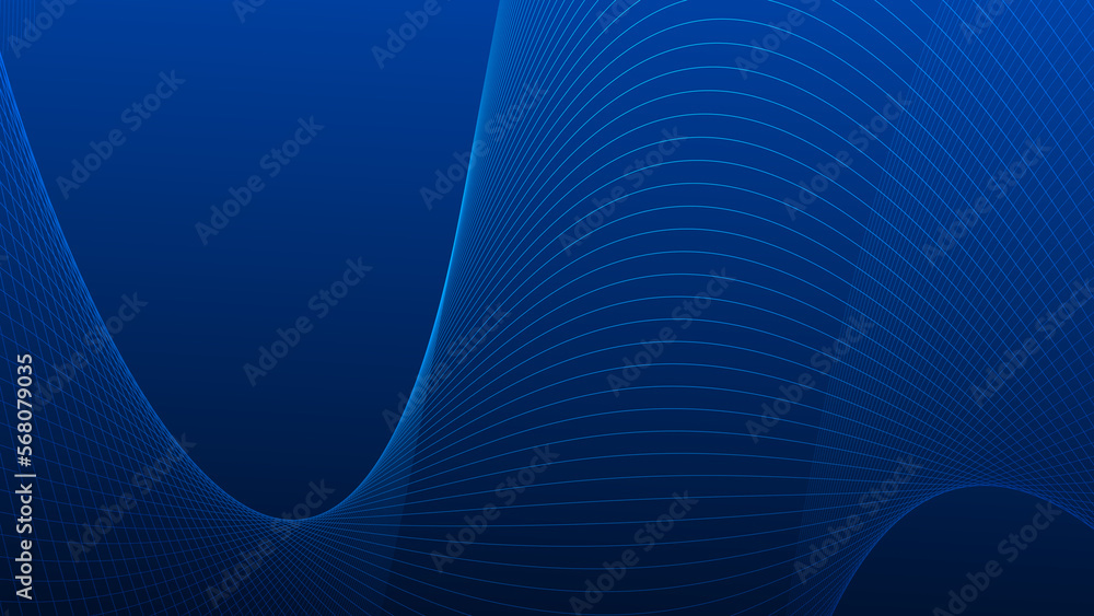 Wall mural abstract blue colors with wave lines pattern texture business background.