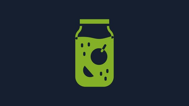 Yellow Jam jar icon isolated on blue background. 4K Video motion graphic animation