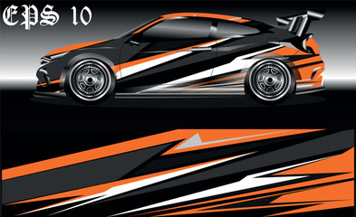 Obraz na płótnie Canvas Car wrap design. Livery design for racing car. sedan, hatchback. vector format.