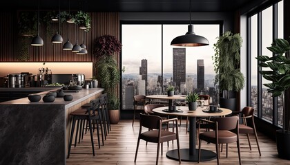 Fototapeta na wymiar modern interior restaurant. generative ai