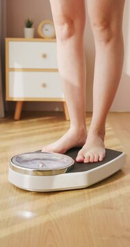 woman measure weight on scale