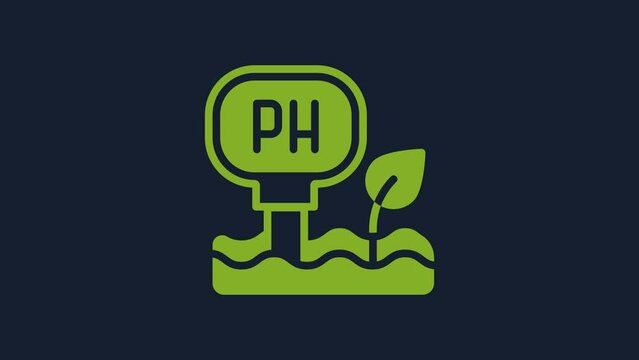 Yellow Soil ph testing icon isolated on blue background. PH earth test. 4K Video motion graphic animation