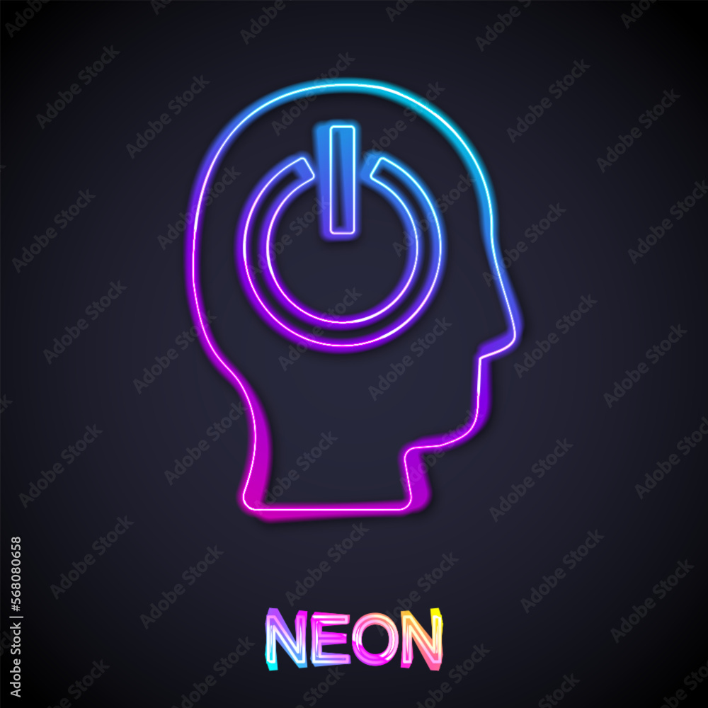 Poster glowing neon line power button icon isolated on black background. start sign. vector