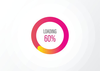 Loading circle percentage 100, 90, 80, 70, 60, 50, 40, 30, 20, updating, cloud download, upload files, pink to orange colour gradient.