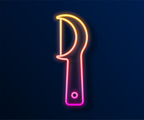 Glowing neon line Dental floss icon isolated on black background. Vector