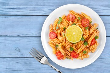 Tasty traditional pasta noodle Dish in plate