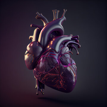anatomical human heart creative illustration. AI generated