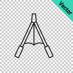 Black line Air blower bellows icon isolated on transparent background. Vector