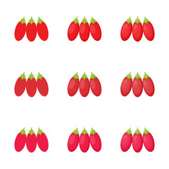 A vector drawn goji berry illustration with various colors and amount of details