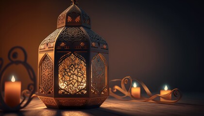 ramadan background 3d rendering. Generative Ai
