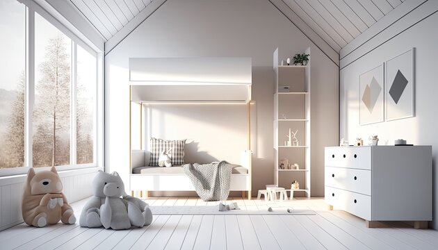interior modern child room. generative Ai