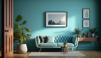 Interior design of modern scandinavian living room. Generative Ai