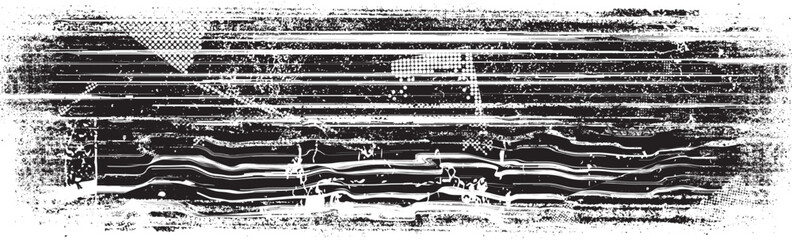 Glitch distorted geometric shape . Noise destroyed logo . Trendy defect error shapes . Glitched frame .Grunge textured . Distressed effect .Vector shapes with a halftone dots screen print texture.