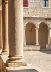 Arches and Columns of Monastery in Zadar, Croatia.