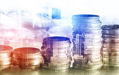 Finance and money technology background concept of business prosperity and asset management ....