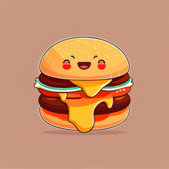 illustration of a happy burger
