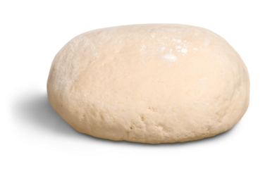 ball of raw dough over white background