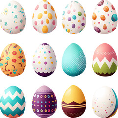 Easter eggs set transparent background