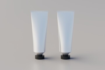 Plastic Aluminum Cosmetic Paint Multiple Tube Mockup. 3D Rendering